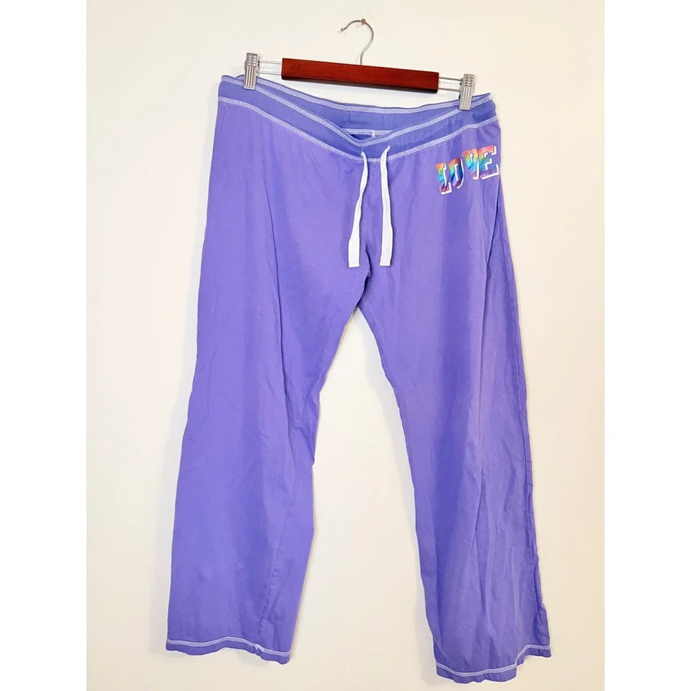 Purple Rainbow LOVE Graphic Lounge Pants Drawstring y2k